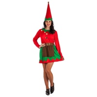 Costume d'elfe vert et rouge pour femme