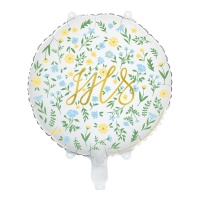 Ballon de communion IHS avec fleurs 45 cm - PartyDeco
