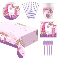 Party pack licorne rose - 8 personnes