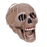 Crâne suspendu recouvert de tissu avec lumières à DEL 21 x 15 cm