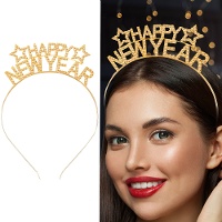 Diadème doré de « Bonne Année » avec des étoiles