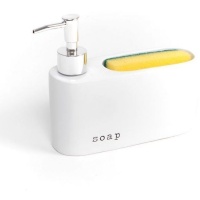 Distributeur de savon avec tampon à récurer blanc allongé - DCasa