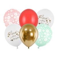 Ballons Latex Love you Mum 30 cm - PartyDeco - 6 pcs.