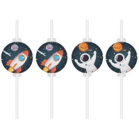 pailles 22 cm galaxy outer space - 4 pcs.