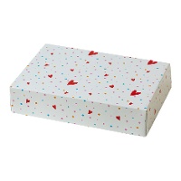 Boîte de 23,5 x 16 x 5 cm avec confettis et coeurs
