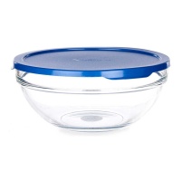 Tupper en verre rond de 1700 ml avec couvercle bleu