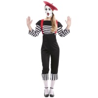 Costume de mime avec bretelles rouges pour femmes