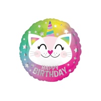 Ballon d'anniversaire licorne chat 43 cm - Anagramme