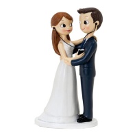 Figure pour gâteau d'une mariée et d'un marié partageant de la musique 21 cm