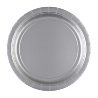 Assiettes rondes en carton métallisé argenté de 23 cm - 8 pcs.