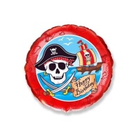 Happy Birthday Pirates Balloon 45cm red - Conver Party