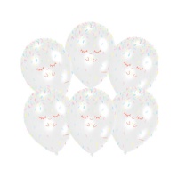 Ballons en latex transparents de couleur pastel avec smiley 27,5 cm - Amscan - 6 pièces