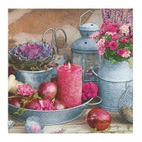 Serviettes de table fleurs et bougies d'automne 16,5 x 16,5 cm - 20 pcs.
