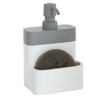 Distributeur de savon avec tampon à récurer blanc et gris - DCasa