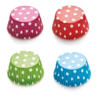 Capsules colorées pour cupcakes avec points blancs - Decora - 75 unités