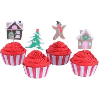 Capsules pour cupcakes avec pics de Noël - 24 pcs.