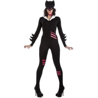 Costume de chat fuchsia et noir pour femme