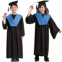 Costume de diplômé avec casquette et blouse bleues pour enfants