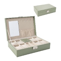 Coffret à bijoux de couleur verte, 30 x 20 x 8,2 cm