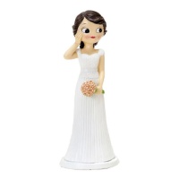 Figurine de gâteau de mariée avec main sur la joue 21 cm