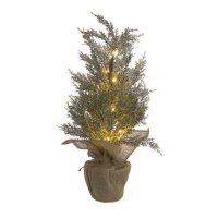 sapin de Noël décoratif en jute de 55 cm avec lumière