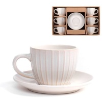 Tasse à café ivoire rayée 220 ml - DCasa - 6 services