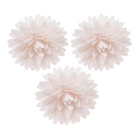 Gaufrettes de fleurs pompons blanches 4,5 cm - Dekora - 12 pcs.