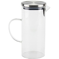 Carafe de 1,4 L transparente avec couvercle argenté