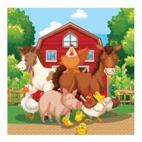 Serviettes de table animaux de la ferme 16,5 x 16,5 cm - 20 pcs.