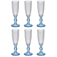 Verre à champagne de 180 ml avec points et base cobalt - 6 unités