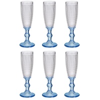 Verre à champagne de 180 ml avec points et base cobalt - 6 unités