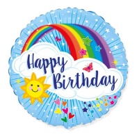 Ballon arc-en-ciel Happy Birthday 45 cm - Conver Party