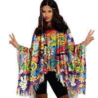 Poncho hippie paix et amour pour adulte