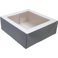 Boîte de 35 x 35 x 9,5 cm pour tarte blanche avec fenêtre supérieure