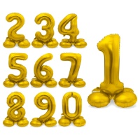 Ballon doré à chiffres avec base de 72 cm - Folat