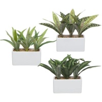 Plante artificielle avec pot rectangulaire blanc assorti 24 x 20 cm