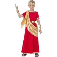 Costume de César romain rouge et or pour enfants