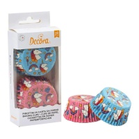 Capsules pour cupcake licorne bleue et rose - Decora - 36 unités