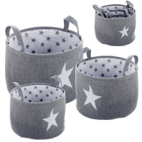 Paniers ronds en tissu étoilé - 3 pcs.