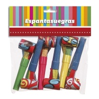 Taille-crayons décorés de couleurs assorties - 6 pcs.