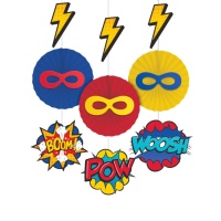 Pendentifs décoratifs en forme de BD de super-héros - 3 unités