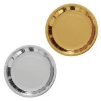 Assiettes rondes en carton de 23 cm aux couleurs métalliques - 6 pièces.
