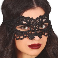 Masque brodé en dentelle noire pour adultes