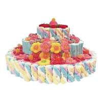 Tarte de bonbons multicolores en nuages de trois étages de 1,10 kg