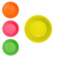 Sacs ronds en carton de 17 cm en couleurs fluorescentes - 6 pcs.