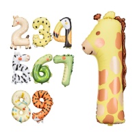 Ballon numéro animal de 72 à 88 cm - PartyDeco