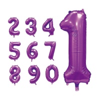 Ballon numéro 86 cm satin lilas