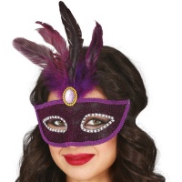 Masque vénitien avec plumes lilas