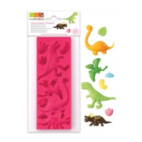 Moule à fondant dinosaure en silicone 16 x 6 x 0,8 cm - Scrapcooking - 9 cavités