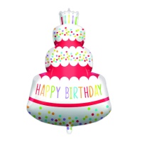 XL Happy Birthday Rainbow Cake Balloon Silhouette 95 cm - Procos